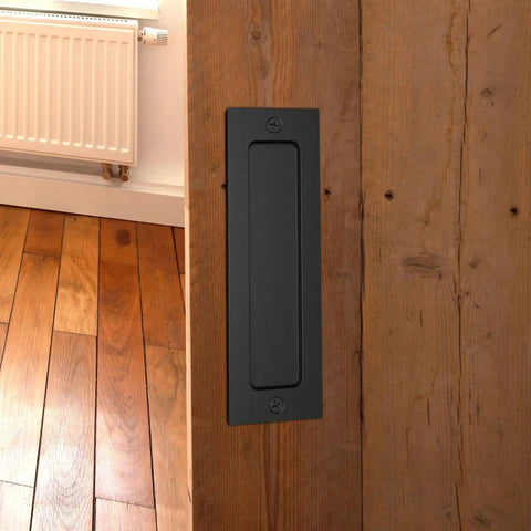 7 Inch Sliding Barn Door Handle Flush Pull For Sliding Doors Cabinets Closets And Drawers Black Set Of 2 Heavy Duty Satin Black Finish
