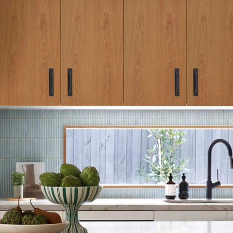 Kitchen cabinets with Barn Door Handles 2 Pack Sliding Door Handle 5" Hole Center Barn Door Handles Black Cabinet Handles Zinc Alloy