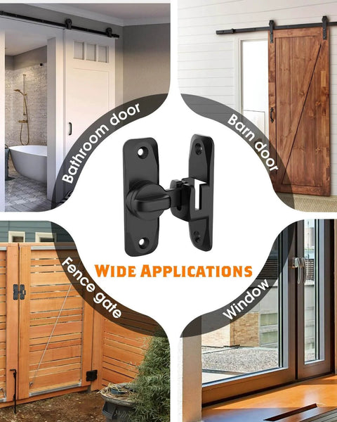 90/180 Degree Barn Door Lock, Small Flip Gate Latches Hardware for bathroom, barn door, fence gate, and window security applications
