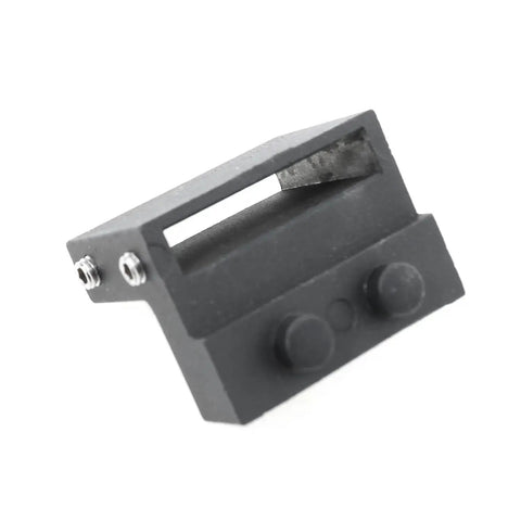 Close-up view of 2 Pack 40x50mm Black Barn Door Stopper For Sliding Doors With Flat Track Roller Limiter Rail Durable Rubber And Aluminum Construction