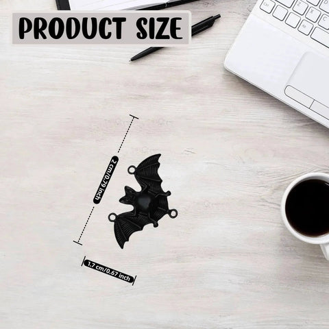 Product size of Black Bat Hinge Head Door Decor Magnetic Pin Topper for Door Hinges Whimsical Home Decoration next to laptop