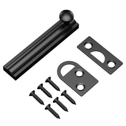 3 Inch Solid Brass Surface Bolt Beefy Built Heavy Duty Concealed Sliding Door Bolt Latch For French Doors Windows Cabinets Gates Black