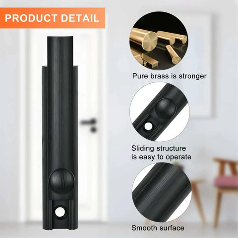 Solid Brass Surface Bolt 3 Inch Heavy Duty Concealed Slide Door Bolt Black Finish With Two Strikes product detail