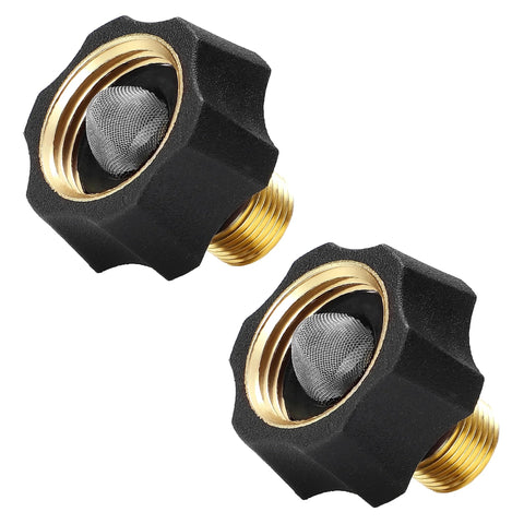 EZALOR pressure washer inlet fitting, 3/4 in female to 3/8 in male, brass threaded adapters with black housing, 2-pack