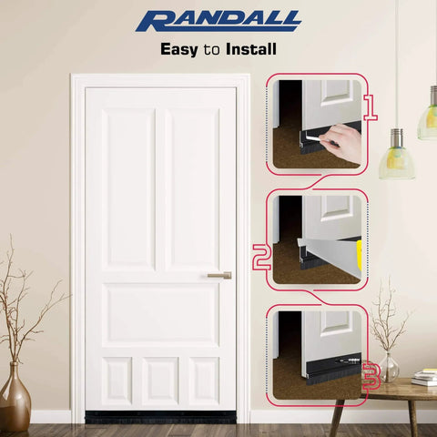 Door Sweeps - Aluminum & Brush - Brush Sweeps for Gaps Up to 1” - Black Trim with Black Brush - 3 Feet installation steps