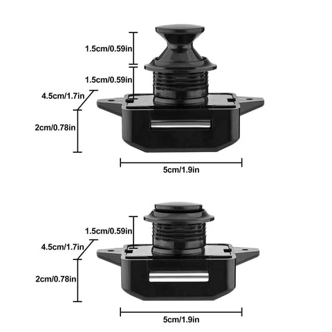 5 Piece Push Button Latch Cabinet Door Catch Keyless Cupboard Locks For RV Motorhome Camper Caravan Black Durable Zinc Alloy And ABS Construction Easy To Install Keeps Doors Secure While On The Move, black latch dimensions