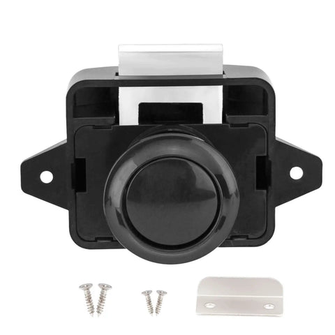 5 Piece Push Button Latch Cabinet Door Catch Keyless Cupboard Locks For RV Motorhome Camper Caravan Black Durable Zinc Alloy And ABS Construction
