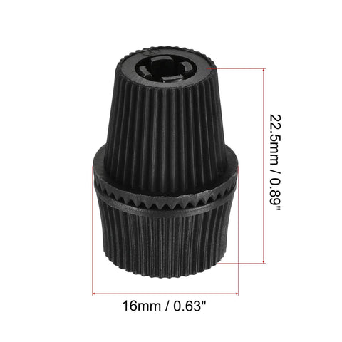 Black cable gland from 60 Pack No Fuss Black Plastic Cable Glands With One Eighth IP Thread, dimensions shown