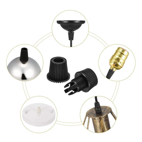 60 Pack No Fuss Black Plastic Cable Glands With One Eighth IP Thread For Wiring And Hanging Lights Pendant And Ceiling Lights Durable Cable Grips for 6.5 mm wires