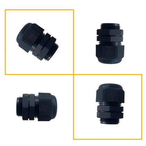 Ten Pack One Quarter Inch NPT Black Cable Glands IP68 Waterproof Nylon Strain Relief Cord Grips Adjustable Three To Six Point Five Millimeter Wire Connectors With Rubber Gaskets And Locknuts For Junction Box Electrical Fittings