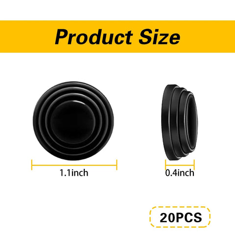 Car Door Shock Absorbing Gasket 20 Pack With Silicone Pads 1.18 Inch Door Buffer Silencers Self Adhesive Sound Insulation Pads For Quiet Closings Universal Black Exterior Car Accessory product size illustration