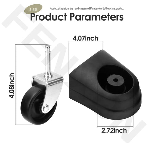 4 Pack Black Caster And Foot Replacement For Wet Dry Vacuum CMXEVCVVJF910 Dir08p05438 4.08 inch caster and 4.07 inch foot