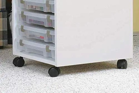 6856SW Set Of 4 Black Ball Caster Wheels For Arts And Crafts Storage Compatible With Super Satchel Cube, 250 Lb Capacity shown installed