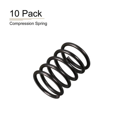 10 Pack Black Compression Springs, 1.2mm Wire, 12mm Outer Diameter, 15mm Free Length, Spring Steel Build, Durable, Heat And Wear Resistant