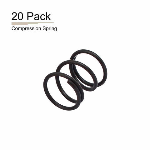 20 Pack Black Compression Springs For Machinery, 1.2mm Wire Dia, 13x15mm Outer Diameter, Free Length Included, Spring Steel