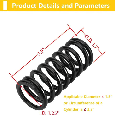 Black Compression Springs Set Of Two 1.7 Inch Outer Diameter By 1.25 Inch Inner Diameter And 3.9 Inch Long With 0.218 Inch Coil Wire