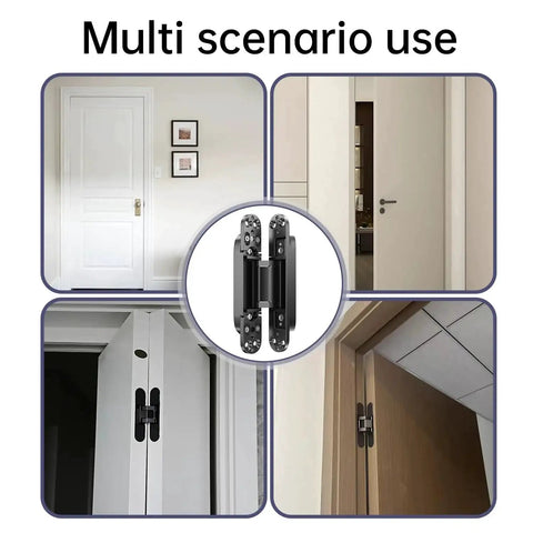 Hidden Door Hinge Kit For Concealed Doors 6 Inch 180 Degree Swing Zinc Alloy 3 Way Adjustable Butt Silent Hinges Black Pack Of 2 By Zeyuansen For Seamless Invisible Door Integration And Easy Install