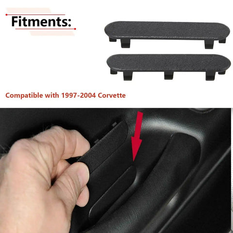 Door Panel Handle Plug Screw Cover Trim For Chevy Corvette C5 1997 1998 1999 2000 2001 2002 2003 2004 Black 2 Pack Easy Install