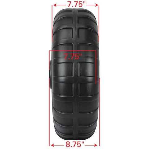 Front view of Heavy-Duty Plastic Roll-In Dock and Boat Lift Wheel, 24 inch diameter, black, maintenance-free, rust-resistant