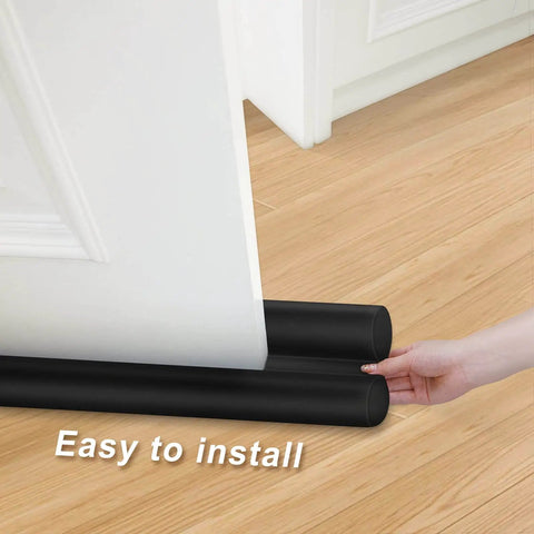 Double Sided Door Draft Stopper For Bottom Of Doors 38 Inches Black Noise Reducer And Breeze Blocker installed under door