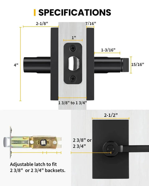 Specifications of Black Door Handle Set For Interior Doors, Built To Last Heavy Duty Privacy Lever For Bedroom And Bathroom