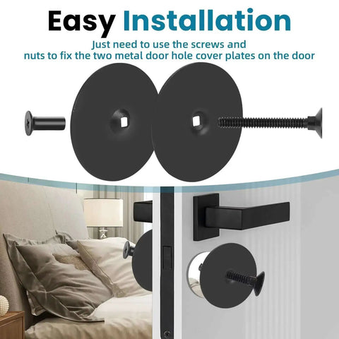 Heavy Duty Black Door Hole Cover Plate Two And Five Eighths Inch Round Deadbolt Cover With Screws for easy installation