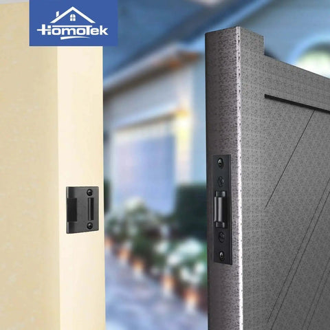 2 Pack Heavy Duty Door Roller Catch With Strike Plate shown installed on commercial door with black finish for silent operation