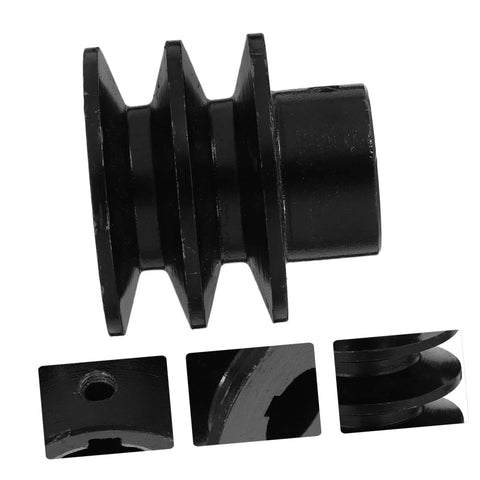 Black double groove idler pulley for gym pulley wheel gas engine belt sheave double installation, various close-up views.