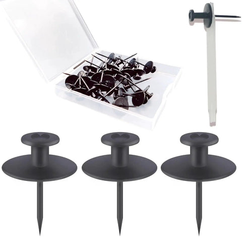30 Pack Double Headed Push Pins Picture Hangers And Wall Hooks For Drywall And Cork Board in black with plastic case