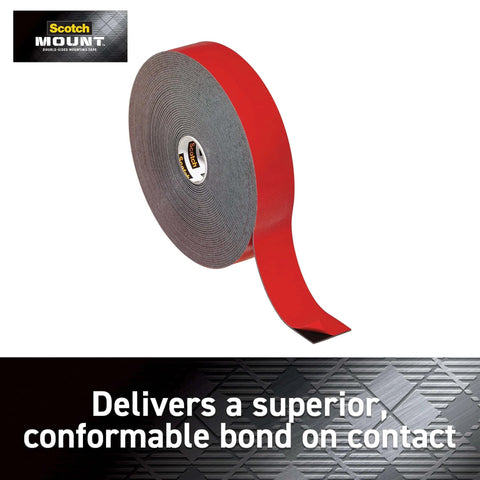 Extreme Heavy Duty Double Sided Mounting Tape Black 1 Inch By 33.3 Feet Holds Up To 30 Pounds with red liner exposed