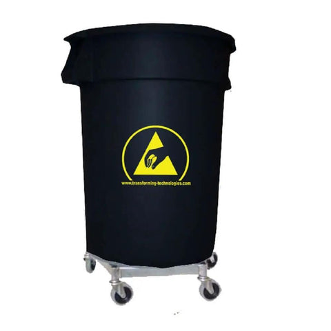 Conductive ESD Trash Can For Cleanrooms, 7 Gallon 28 Quart Waste Bin Black, IEC 61340-5-1 Compliant ANSI ESD S20 20 Waste Basket
