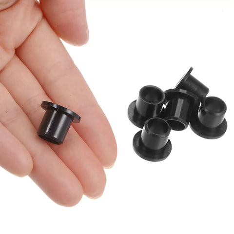 12 Pack Flanged Nylon Sleeve Bearings For Shafts With 8mm Bore 10.6mm Outer Diameter And 12mm Length Self Lubricating Black Bushings shown