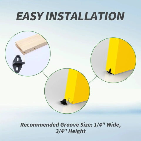 8 Pack Black Floor Guide For Sliding Barn Door Hardware, T Shape Floor Mounted Guides, Bottom Track Guides, installation diagram