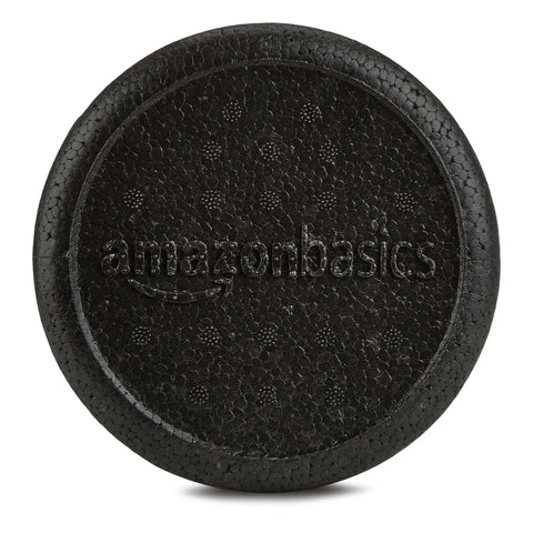 End view of a High Density Foam Roller For Exercise And Recovery 18 Inches Black With Durable Polypropylene Core, showing molded edges.