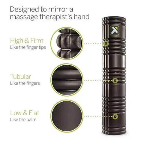 Patented Multi Density Foam Roller For Deep Tissue Massage And Muscle Recovery Relieves Pain And Tightness Improves Mobility And Circulation 26 Inch Black, showing close-up of textured design