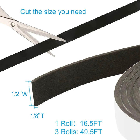 Seal Foam Tape,1/2 Inch W x 1/8 Inch T Weather Stripping for Door and Window,High Density Single Sided Closed Cell Door Insulation Weather Strip