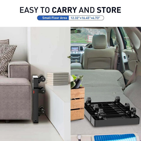 Folding Hand Truck, 500 LB Heavy Duty Luggage Cart folded next to a sofa and open in a car trunk, showcasing easy storage.