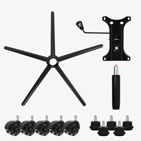 Heavy Duty Gaming Office Chair Base Replacement Set With Bottom Plate Stand Cylinder And 5 Wheels Bell Glides Black, 28 Inch Metal