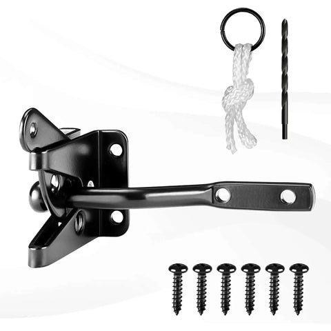 Heavy Duty Anti Sag Gate Kit With 90 Degree Bracket And Hinges For Wooden Fences, black corner brace with screws and rope