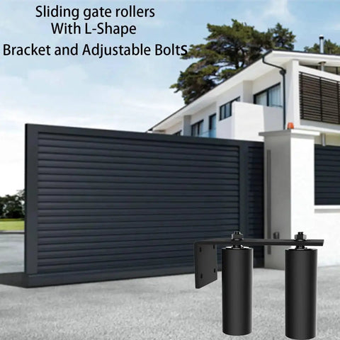 6 Inch Gate Roller Guide With L Bracket Universal Adjustable Gate Roller For Sliding Gates in front of modern house