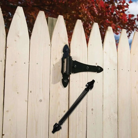Beefy 14 Inch Gate Spring Self Closing Heavy Duty Outdoor Gate Spring With Adjustable Tension on wooden fence