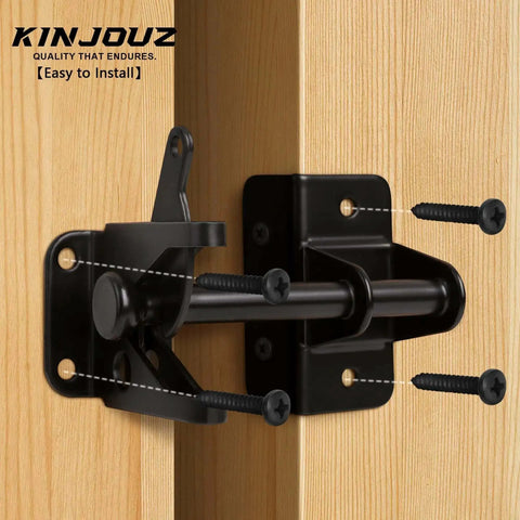Self Locking Gate Latch For Wooden Fence And Metal Gates Heavy Duty Automatic Gravity Gate Lock Installed On Wooden Gate