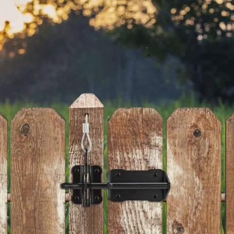 Heavy Duty Gate Latch with Gravity Lever Self Locking Wire Operated Release for wooden fence.
