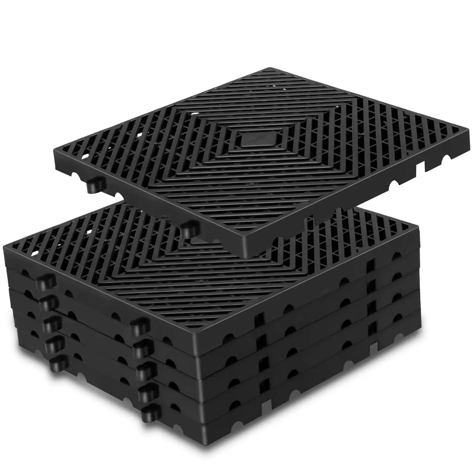 Six Pack Black Plastic Pallets For Basement Storage Li...