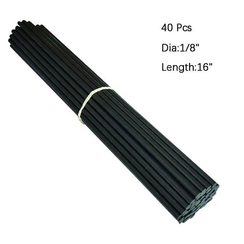 Forty Pieces Sixteen Inch Black HDPE Plastic Welding Rod One Eighth Inch Diameter For Car Bumpers Water Tanks Canoes And Plastic Bins