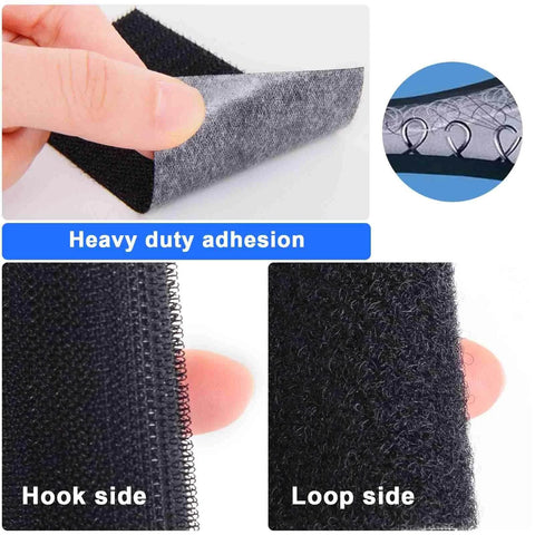 Close-up of Heavy Duty 1 Inch By 20 Foot Self Adhesive Hook And Loop Tape showing hook and loop sides with heavy duty adhesion.