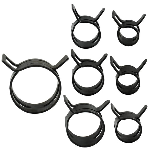 50 Pack Black Spring Band Hose Clamps Set Pliers Friendly Easy To Use 8.5 To 9.2 Mm OD Fit 65Mn Steel With Black Oxide Finish