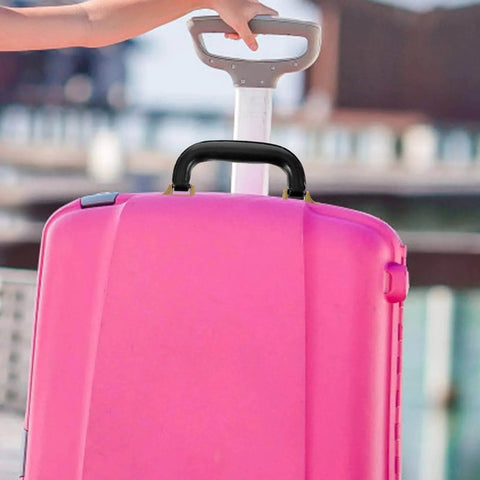 Imitation Leather Suitcase Handle Replacement Carry Handle For Luggage Bags And Boxes on a pink suitcase
