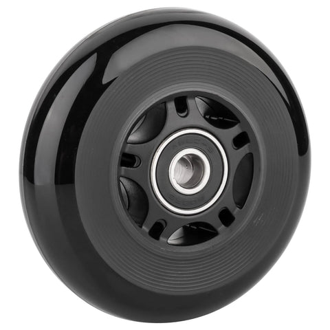 Black 80mm Inline Skate Wheels Outdoor & Indoor Blade Roller Skate Wheels 85a Roller Hockey Wheels w/Bearings ABEC-9, close-up view.