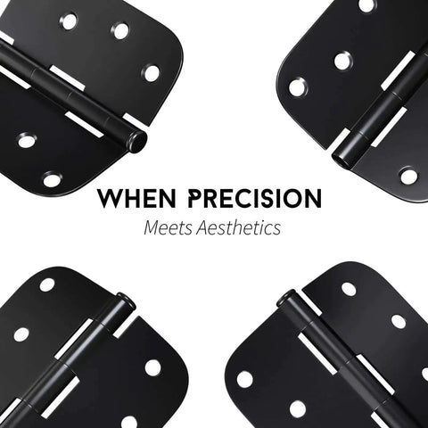 Sturdy Matte Black Iron Door Hinges Pack Of 3 For Interior And Exterior Doors 4 Inch By 4 Inch With Five Eighths Inch Radius Corners